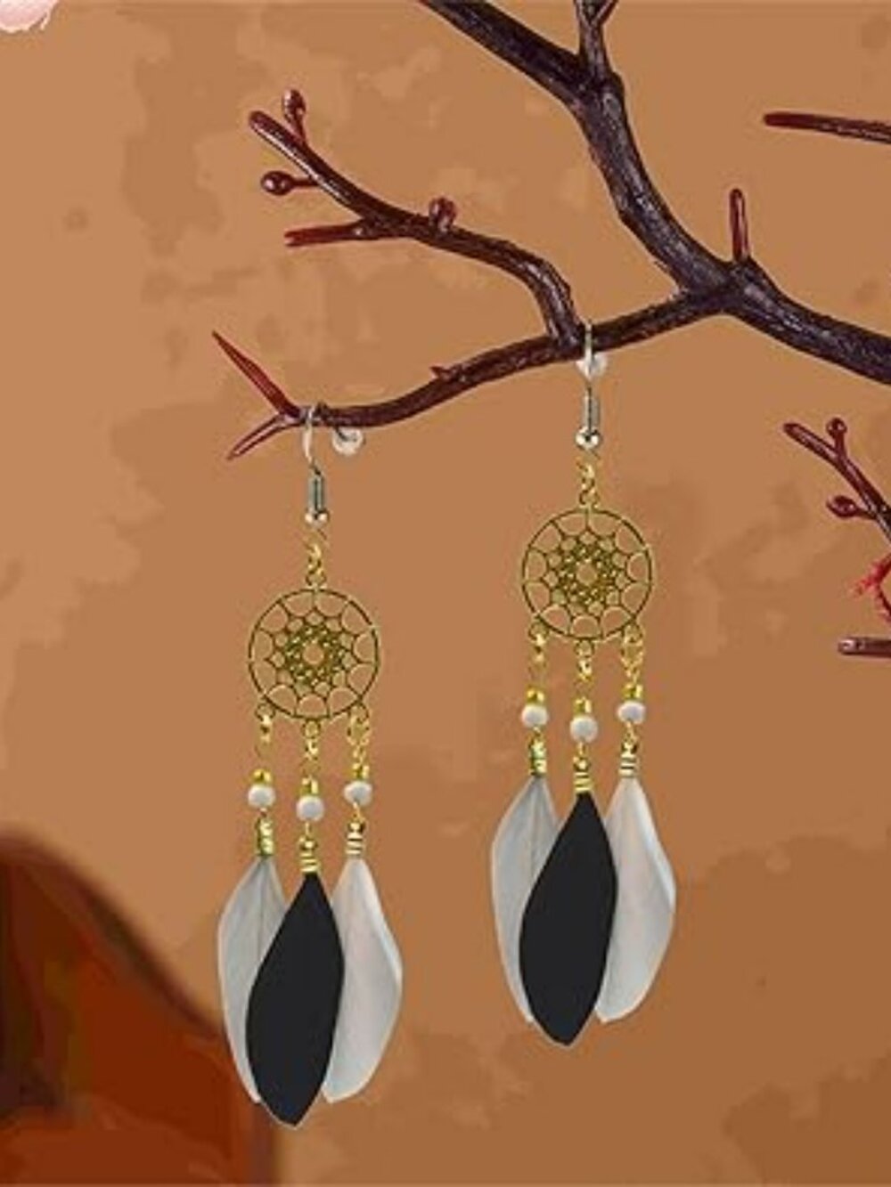 NEW Bohemian Dream Catcher Feather Earrings Bohemian‎ Western Boho Trendy